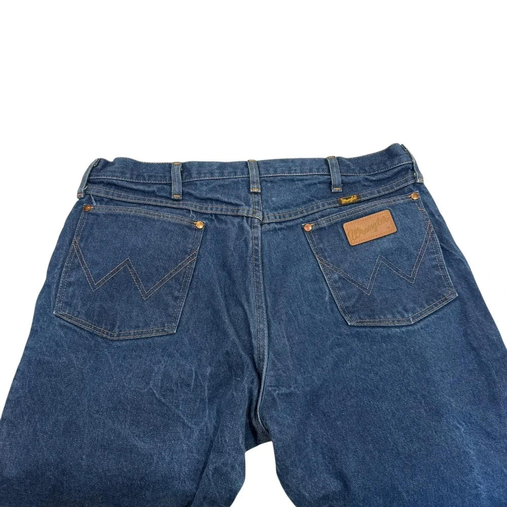 VTG Wrangler 13MWZ Cowboy Cut Jeans Mens 38 Dark Wash Straight Leg Made in USA